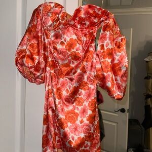 Oh Polly brand new off the shoulder floral dress w tags size 6 in peach.